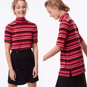 LOFT Women's Size S Striped Turtleneck Swing Tee